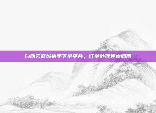 自助云商城快手下单平台,订单处理速度如何