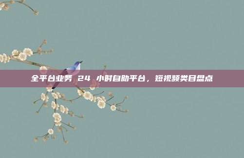 全平台业务 24 小时自助平台,短视频类目盘点