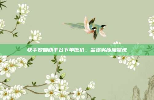 快手赞自助平台下单低价,警惕劣质流量坑