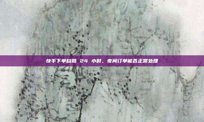 快手下单自助 24 小时,夜间订单能否正常处理