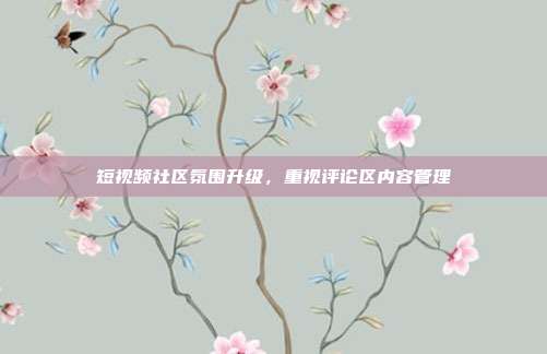 短视频社区氛围升级,重视评论区内容管理