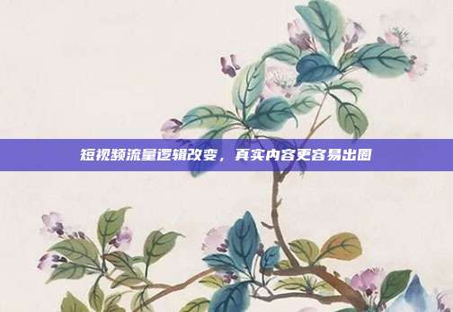 短视频流量逻辑改变,真实内容更容易出圈