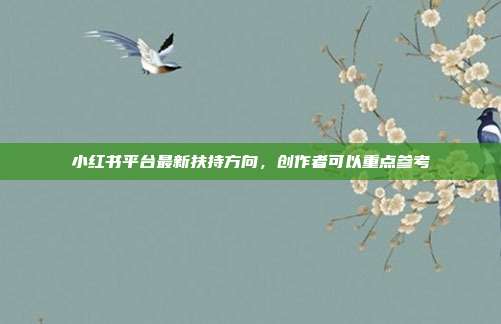 小红书平台最新扶持方向,创作者可以重点参考