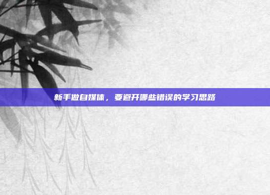 新手做自媒体,要避开哪些错误的学习思路