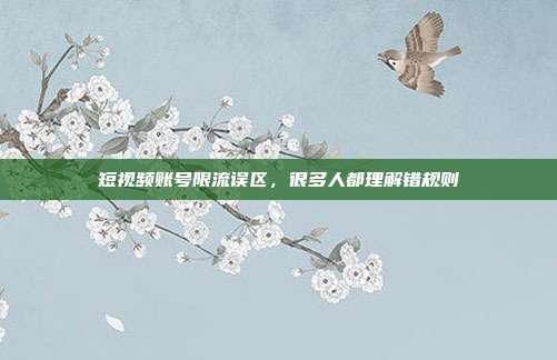 短视频账号限流误区,很多人都理解错规则