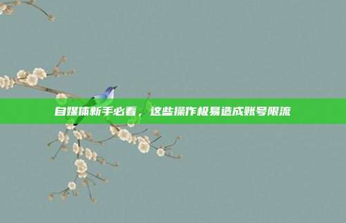 自媒体新手必看,这些操作极易造成账号限流