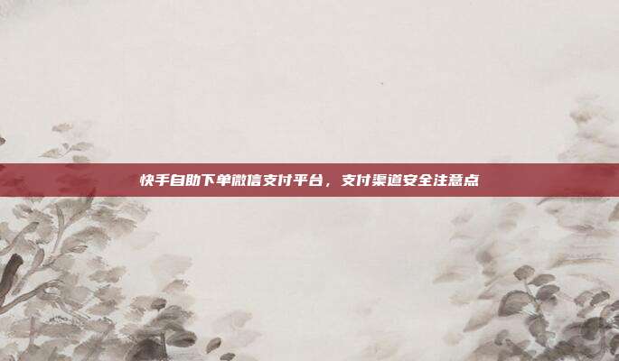 快手自助下单微信支付平台，支付渠道安全注意点