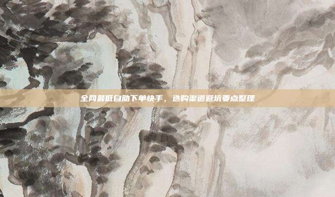 全网最低自助下单快手，选购渠道避坑要点整理