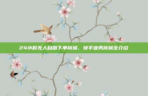 24小时无人自助下单商城,快手业务商城全介绍