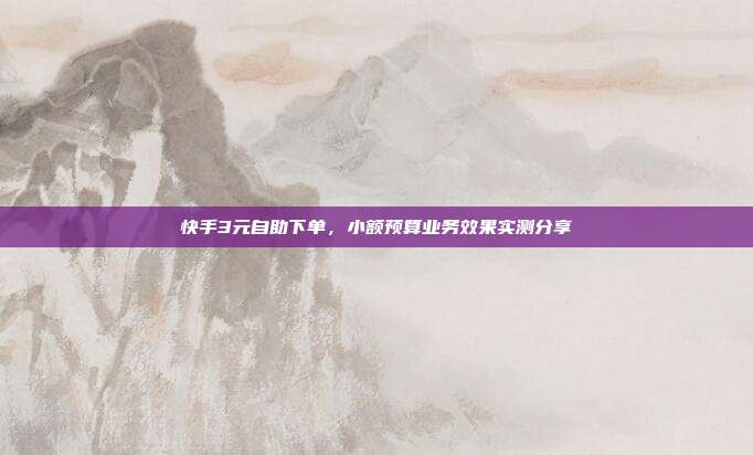快手3元自助下单,小额预算业务效果实测分享