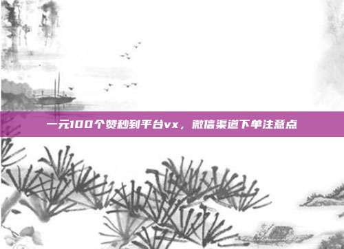 一元100个赞秒到平台vx,微信渠道下单注意点