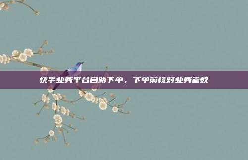 快手业务平台自助下单,下单前核对业务参数