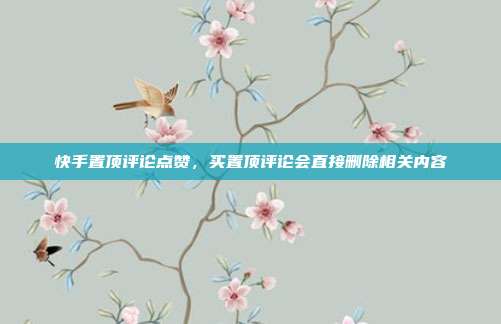 快手置顶评论点赞,买置顶评论会直接删除相关内容