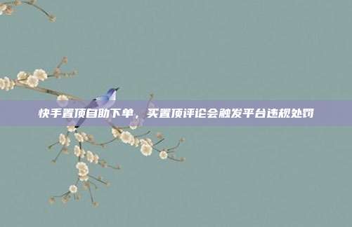 快手置顶自助下单,买置顶评论会触发平台违规处罚