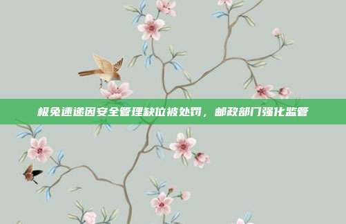 极兔速递因安全管理缺位被处罚,邮政部门强化监管