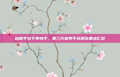 自助平台下单快手,第三方业务平台避坑要点汇总