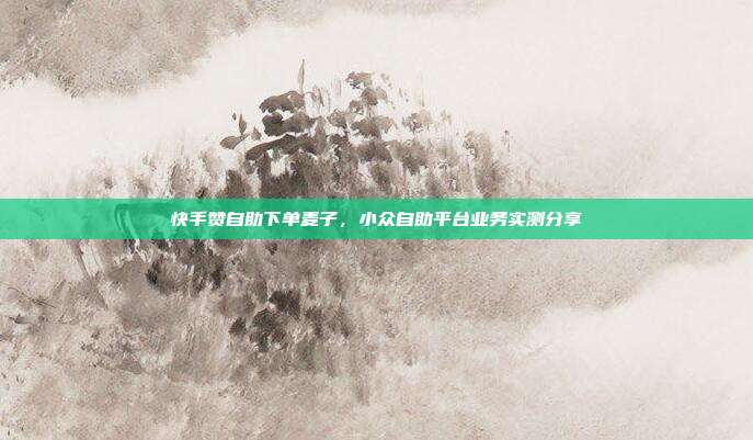 快手赞自助下单麦子,小众自助平台业务实测分享