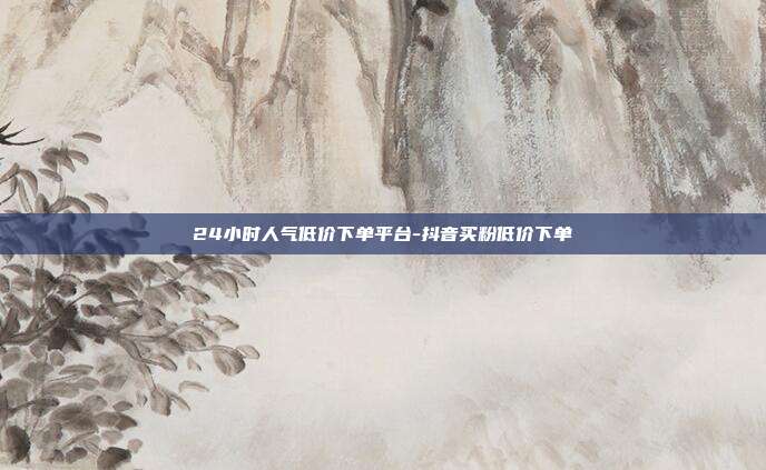 24小时人气低价下单平台-抖音买粉低价下单