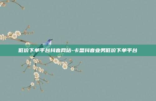 低价下单平台抖音网站-卡盟抖音业务低价下单平台