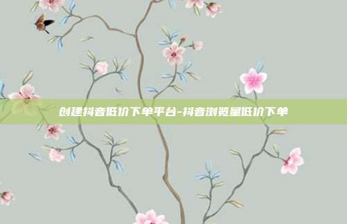 创建抖音低价下单平台-抖音浏览量低价下单