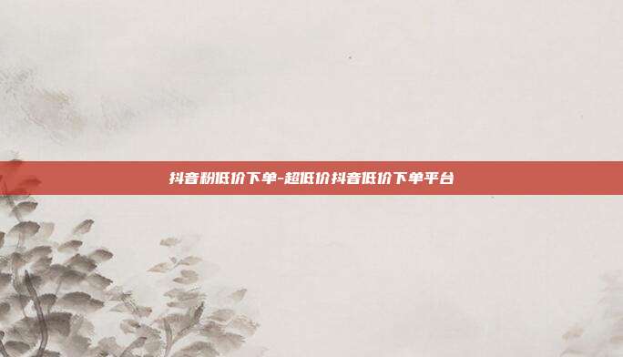 抖音粉低价下单-超低价抖音低价下单平台
