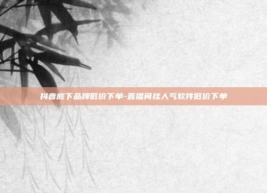 抖音底下品牌低价下单-直播间挂人气软件低价下单