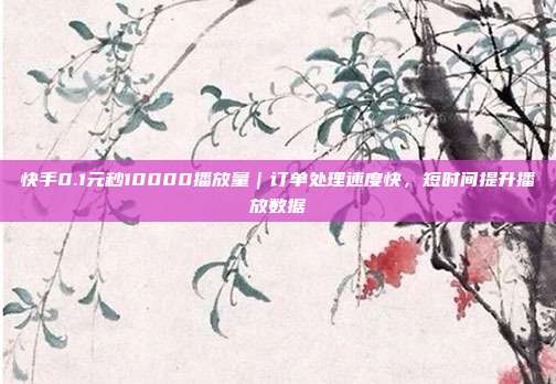 快手0.1元秒10000播放量｜订单处理速度快，短时间提升播放数据