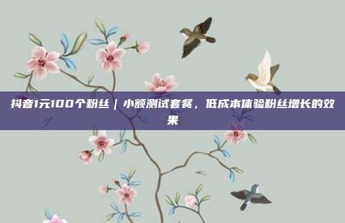 抖音1元100个粉丝|小额测试套餐,低成本体验粉丝增长的效果