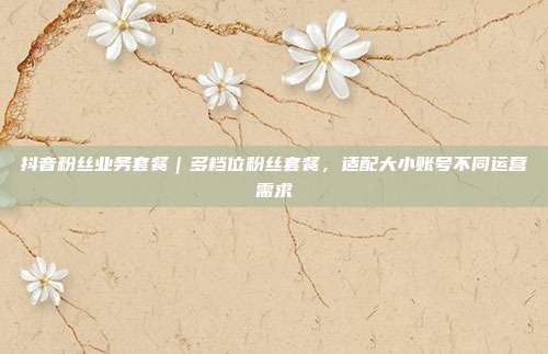抖音粉丝业务套餐|多档位粉丝套餐,适配大小账号不同运营需求