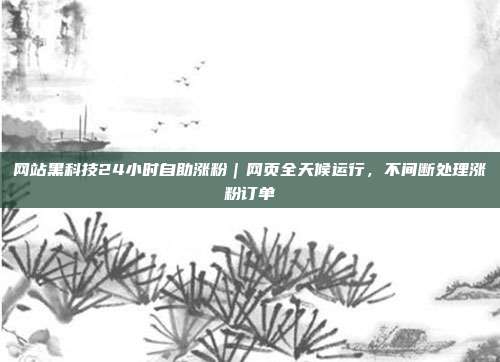 网站黑科技24小时自助涨粉|网页全天候运行,不间断处理涨粉订单