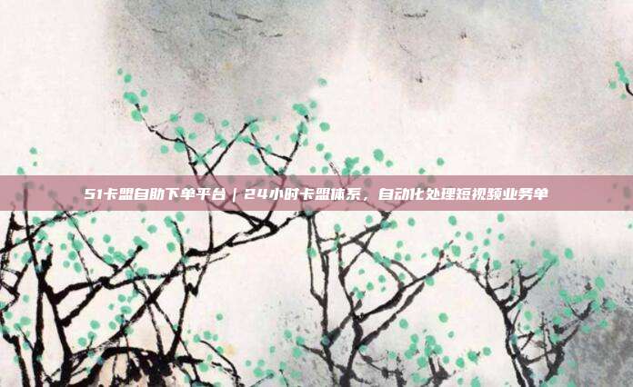 51卡盟自助下单平台｜24小时卡盟体系，自动化处理短视频业务单
