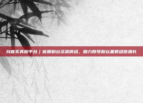 抖音买真粉平台|优质粉丝资源供给,助力账号粉丝基数稳步增长