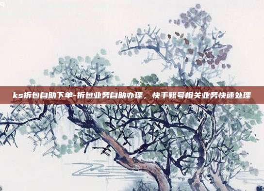 ks拆包自助下单-拆包业务自助办理,快手账号相关业务快速处理