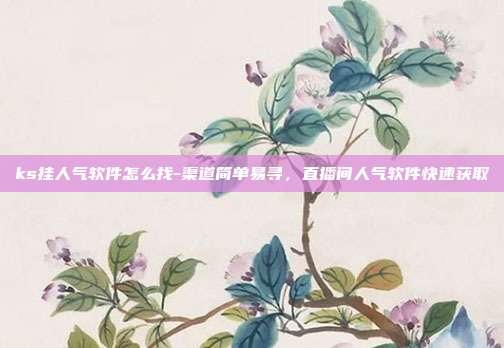 ks挂人气软件怎么找-渠道简单易寻，直播间人气软件快速获取