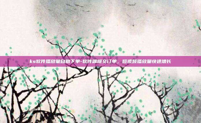 ks软件播放量自助下单-软件端提交订单,短视频播放量快速增长