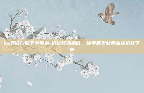 ks最低自助下单平台-价位行业偏低,快手各类业务高性价比下单