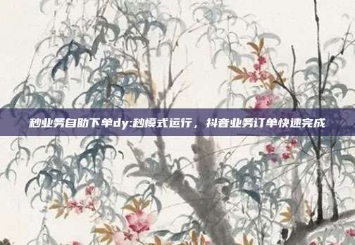 秒业务自助下单dy:秒模式运行，抖音业务订单快速完成