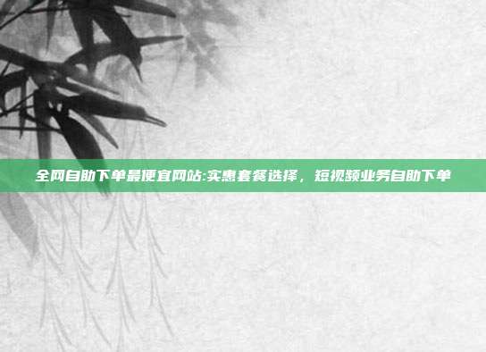 全网自助下单最便宜网站:实惠套餐选择,短视频业务自助下单