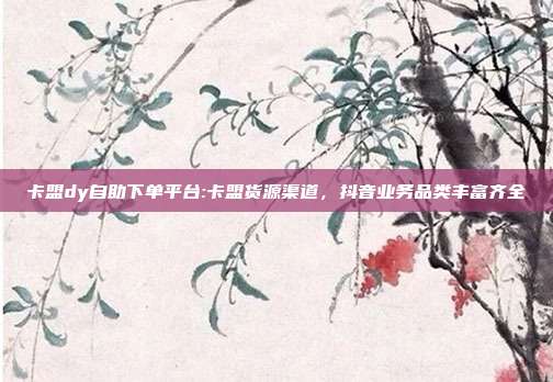 卡盟dy自助下单平台:卡盟货源渠道，抖音业务品类丰富齐全
