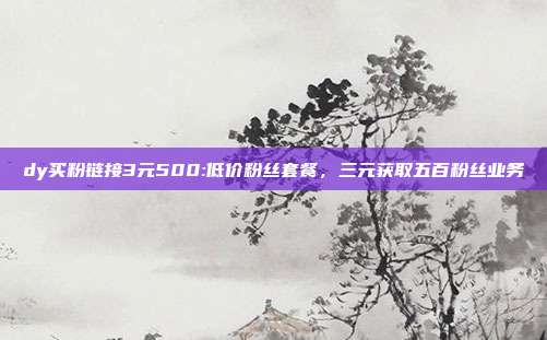 dy买粉链接3元500:低价粉丝套餐,三元获取五百粉丝业务