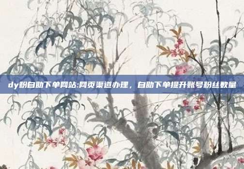 dy粉自助下单网站:网页渠道办理,自助下单提升账号粉丝数量