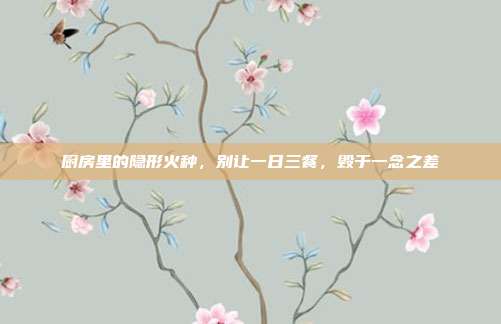 厨房里的隐形火种,别让一日三餐,毁于一念之差