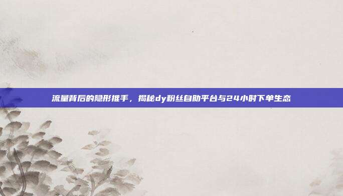 流量背后的隐形推手,揭秘dy粉丝自助平台与24小时下单生态