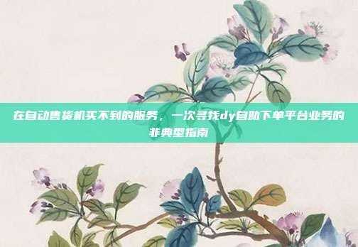 在自动售货机买不到的服务，一次寻找dy自助下单平台业务的非典型指南