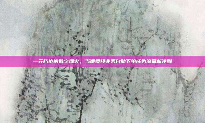 一元档位的数字烟火，当短视频业务自助下单成为流量新注脚
