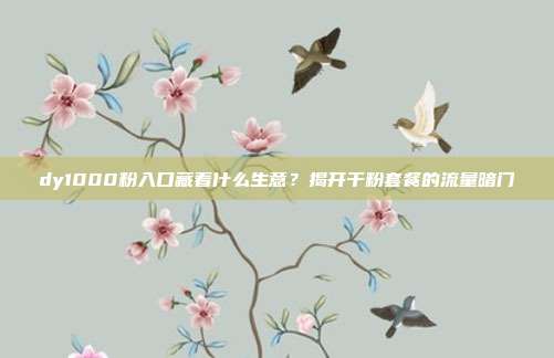 dy1000粉入口藏着什么生意？揭开千粉套餐的流量暗门