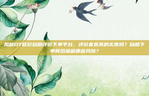 揭秘DY低价自助评价下单平台,评价套餐真的实惠吗?自助下单背后暗藏哪些风险?