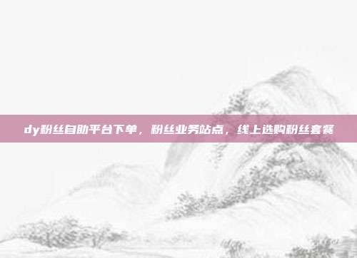 dy粉丝自助平台下单,粉丝业务站点,线上选购粉丝套餐