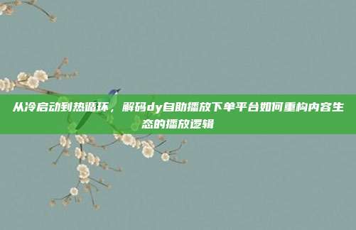 从冷启动到热循环,解码dy自助播放下单平台如何重构内容生态的播放逻辑