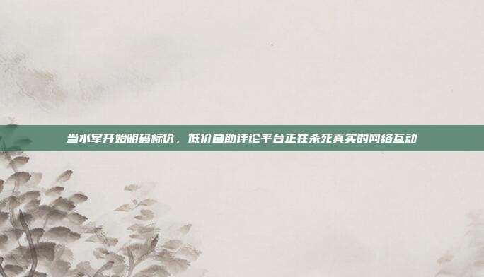 当水军开始明码标价,低价自助评论平台正在杀死真实的网络互动